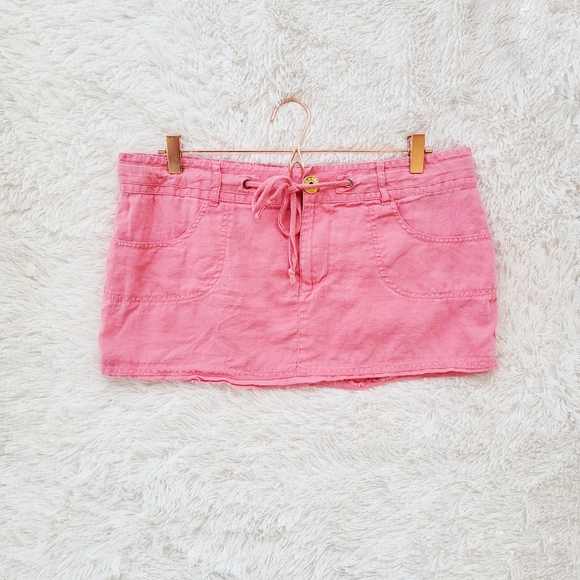 Y2K Guess Pink‎ Linen Mini Skirt - Picture 1 of 7